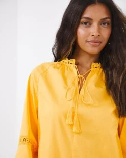 Yellow Lace Trim Blouse -JD Williams Shop w01ch506708w