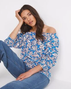 Three Quarter Sleeve Bardot Top