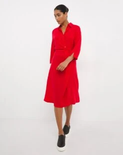 Red Gathered Shirt Dress -JD Williams Shop w01fh236728w