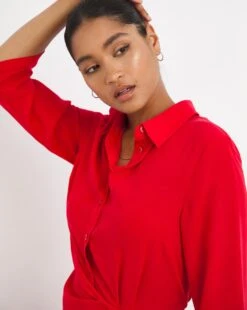 Red Gathered Shirt Dress -JD Williams Shop w01fh236729w