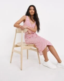 Striped Knee Length Vest Dress