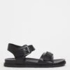 Leather Double Buckle Sandal E Fit