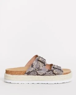 Leather Twin Buckle Sandal E Fit