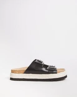 Leather Twin Buckle Sandal EEE Fit