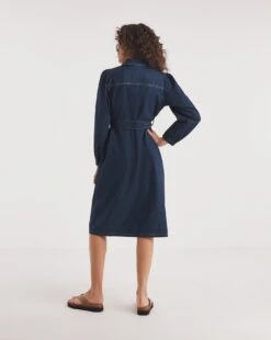 Indigo Puff Sleeve Belted Denim Dress -JD Williams Shop w01yy879752w