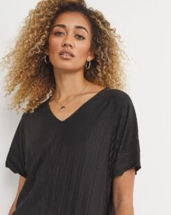 Black Plisse Jersey Top -JD Williams Shop x01ai775706s