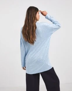 Misty Blue Sequin Knit Split Hem Tunic -JD Williams Shop x01ai796706w