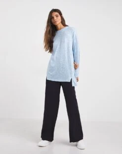 Misty Blue Sequin Knit Split Hem Tunic -JD Williams Shop x01ai796708w