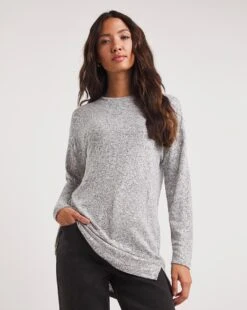Grey Sequin Knit Look Split Hem Tunic -JD Williams Shop x01ai797739w