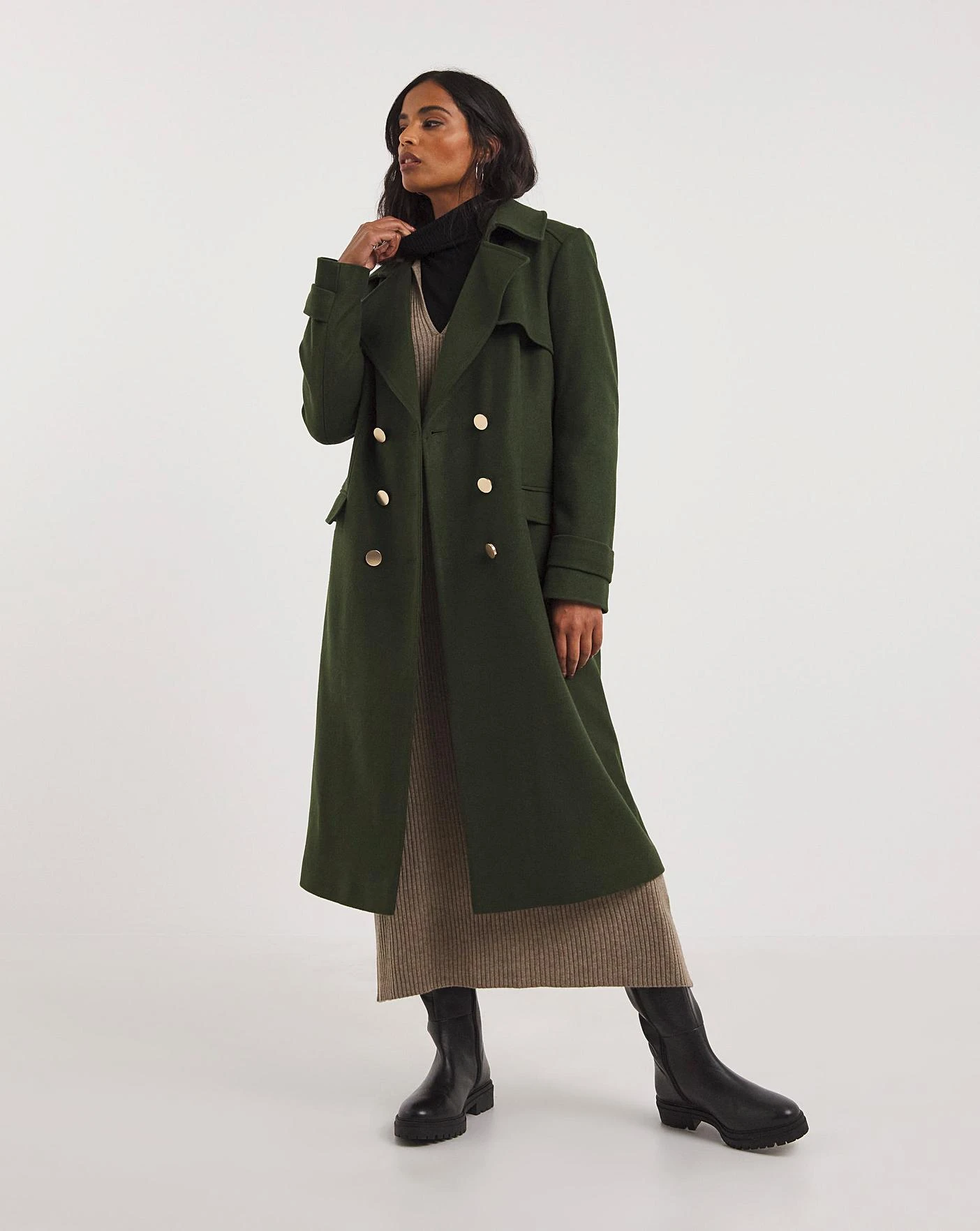 Khaki Wool Blend Military Coat 1 Khaki Wool Blend Military Coat