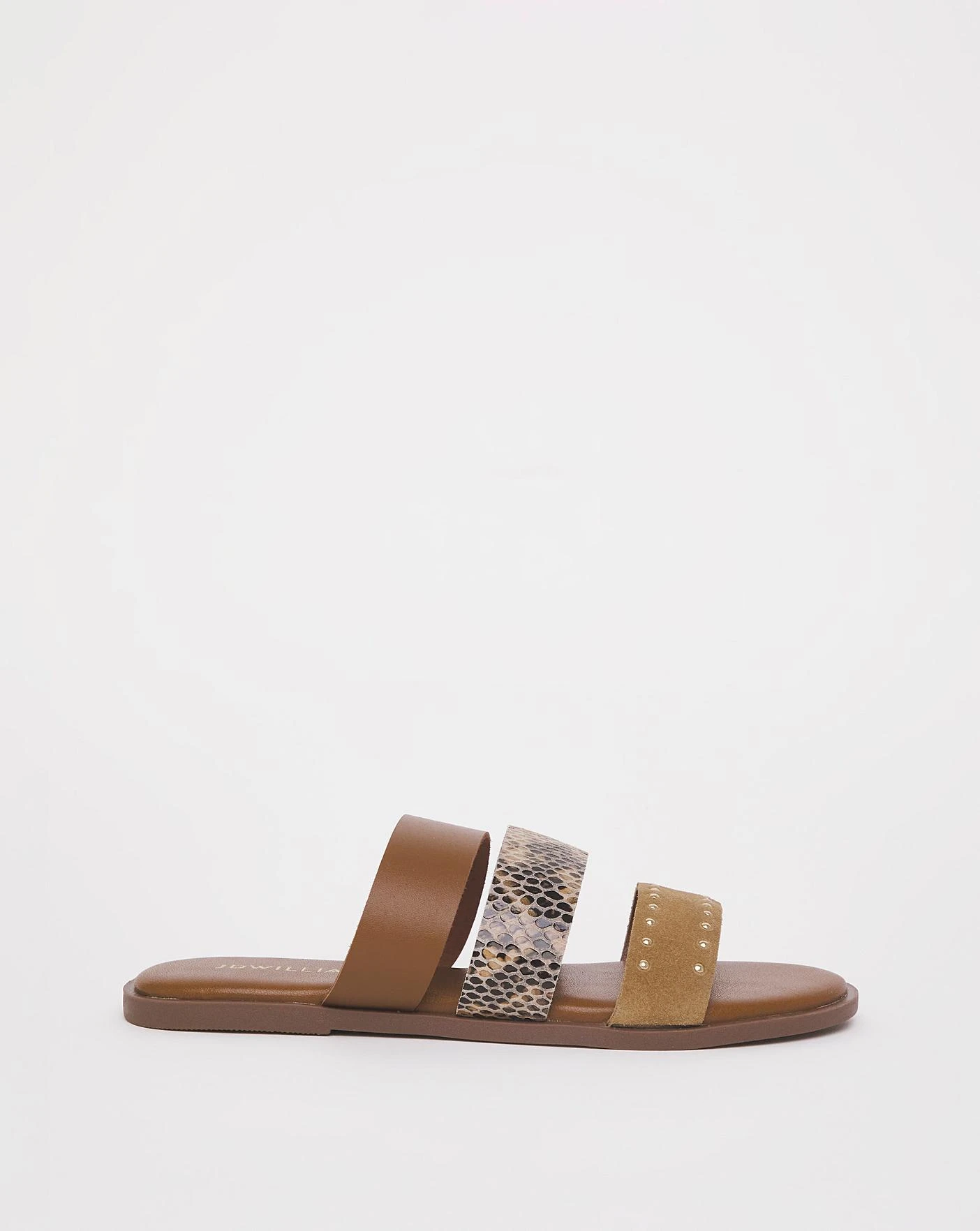 3 Strap Leather Mule Sandal EEE Fit 1 3 Strap Leather Mule Sandal EEE Fit