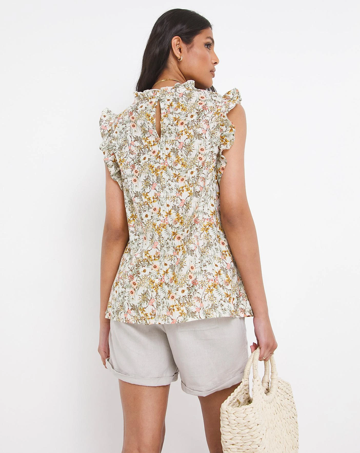 Multi Floral Sleeveless Lace Insert Top 2 Multi Floral Sleeveless Lace Insert Top - Image 2