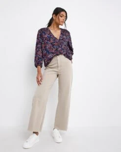 Multi Print Shirred Collarless Blouse 6 Multi Print Shirred Collarless Blouse -JD Williams Shop x01bm350725w