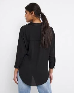 Black Satin Trim Shirt 6 Black Satin Trim Shirt -JD Williams Shop x01bm510741w