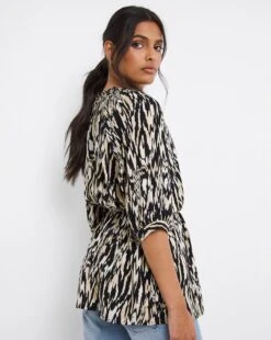 Animal Print Tie Waist Top -JD Williams Shop x01bm582743w