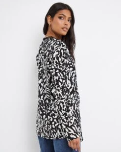 Animal Print Lace Trim Top -JD Williams Shop x01bm584741w