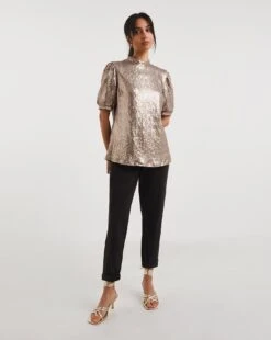 Short Sleeve Sequin Top