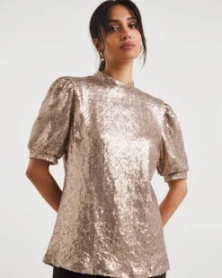 Short Sleeve Sequin Top -JD Williams Shop x01ch731780w