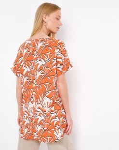 Red Tropical Longline Boxy Top -JD Williams Shop x01ch905740w