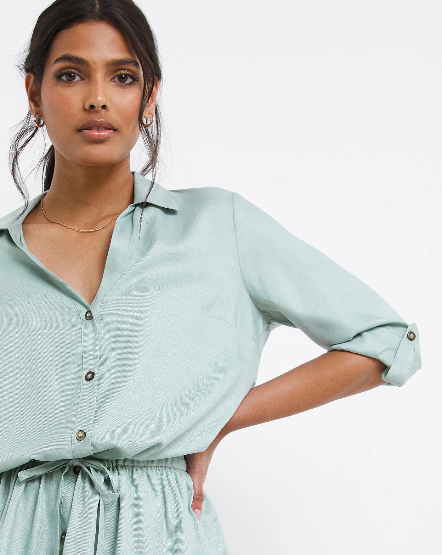 Misty Blue Drawstring Shirt 3 Misty Blue Drawstring Shirt - Image 3