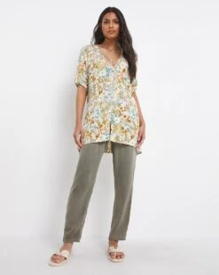 Multi Floral Ladder Trim Crinkle Top -JD Williams Shop x01ch999726w