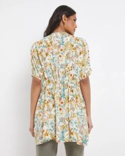 Multi Floral Ladder Trim Crinkle Top -JD Williams Shop x01ch999728w