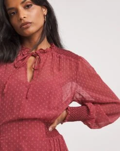 Shirred Swiss Dot Midi Dress -JD Williams Shop x01fh138742w