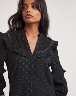 Lace Yoke Frilled Shirt Dress -JD Williams Shop x01fh143740w