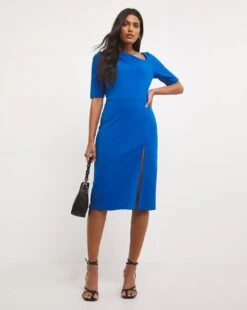 Asymmetric Neck Bodycon Shift Dress