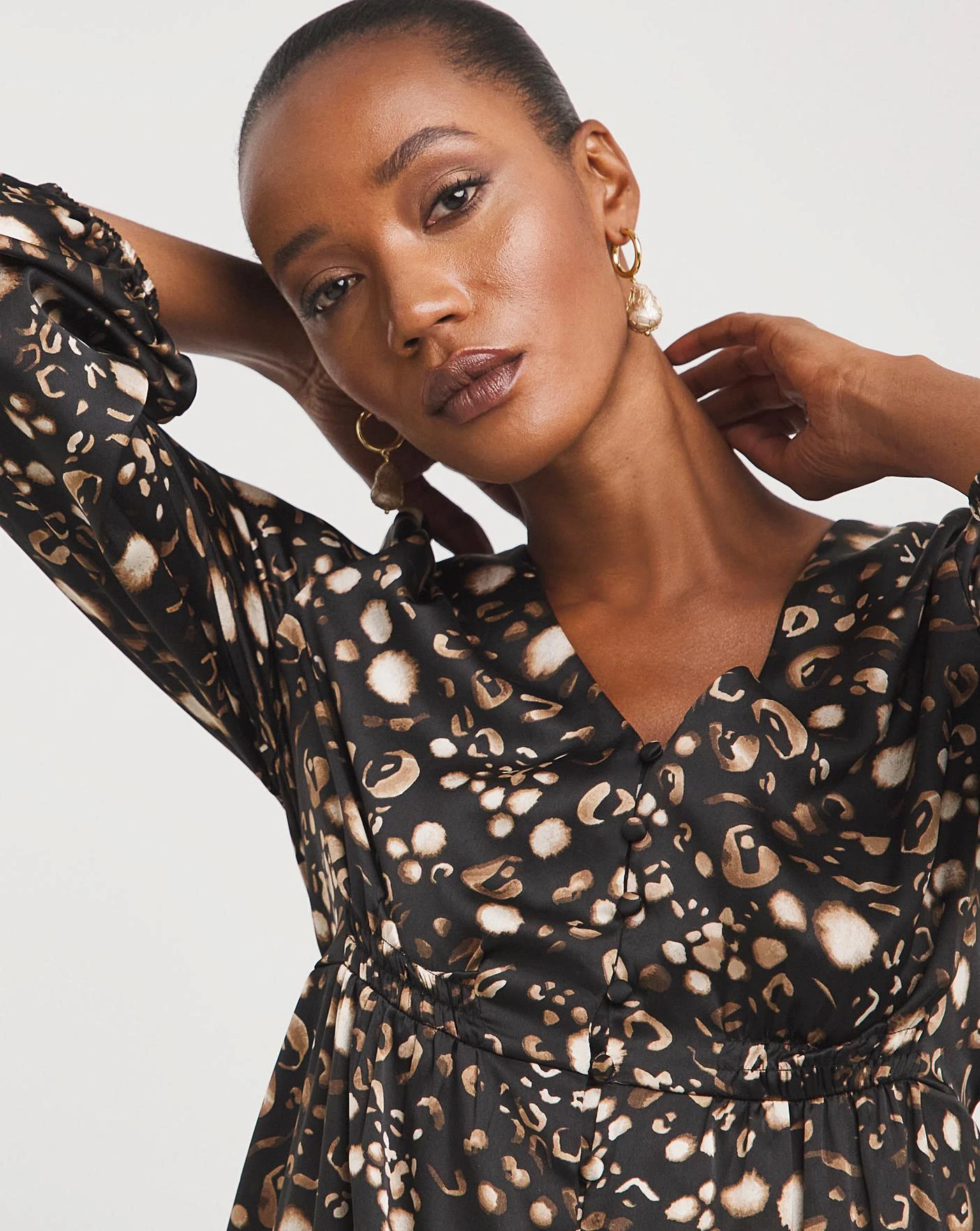 Matte Satin Button Front Tea Dress 2 Matte Satin Button Front Tea Dress - Image 2