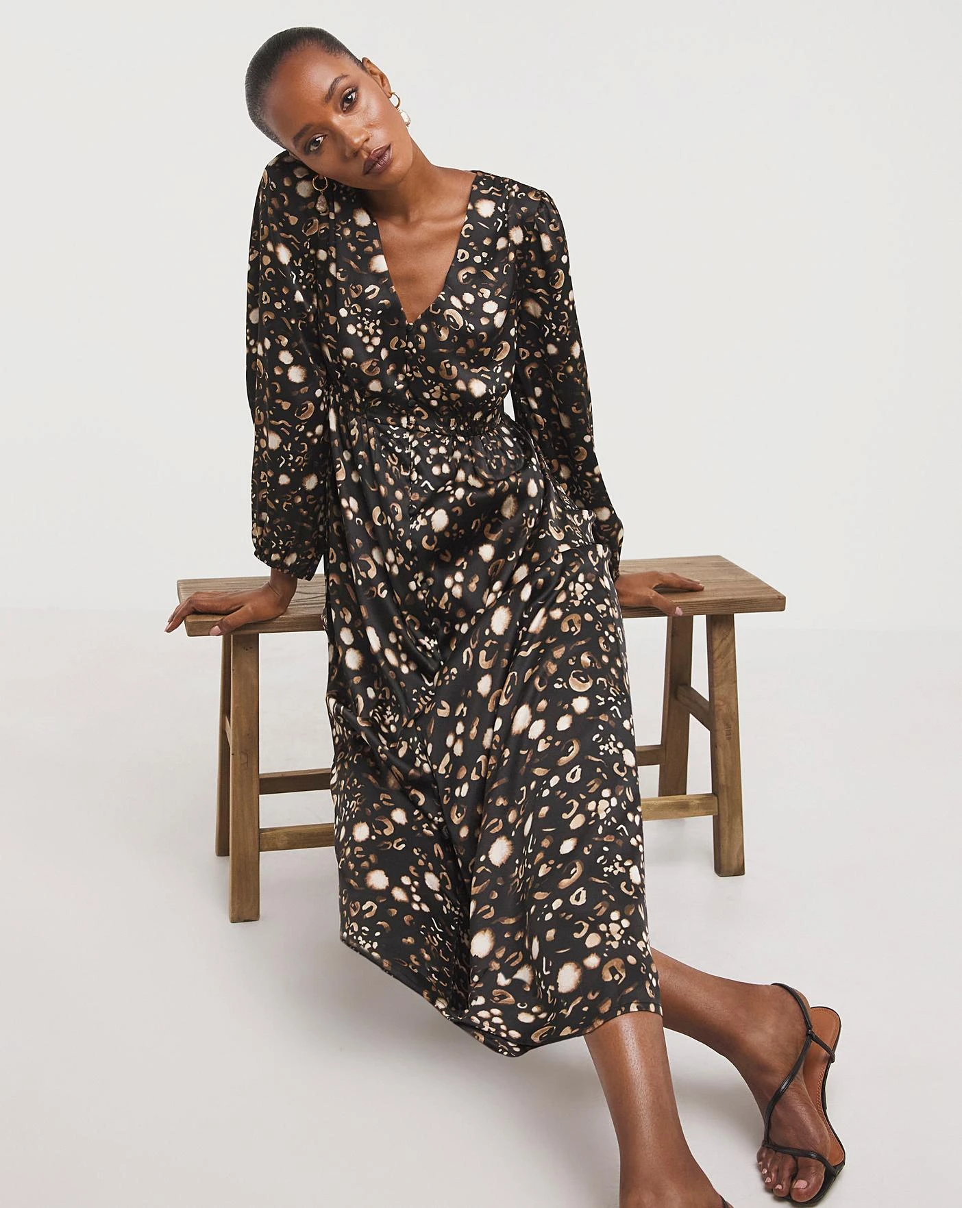 Matte Satin Button Front Tea Dress 3 Matte Satin Button Front Tea Dress - Image 3