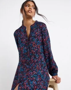 Printed Button Front Maxi Shirt Dress -JD Williams Shop x01fh936716w