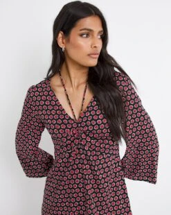 Ruched Tie Neck A-Line Dress -JD Williams Shop x01fh968752w