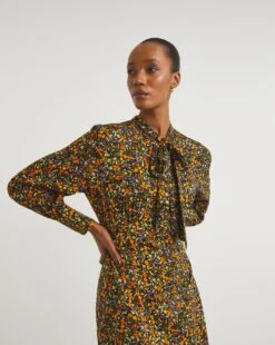 Multi Floral Tie Neck Swing Dress -JD Williams Shop x01fh977795w