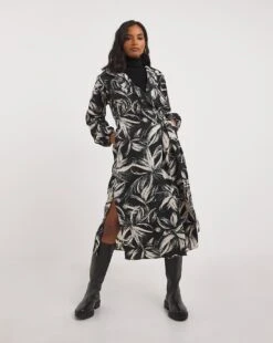 Satin Dobby Floral Wrap Dress