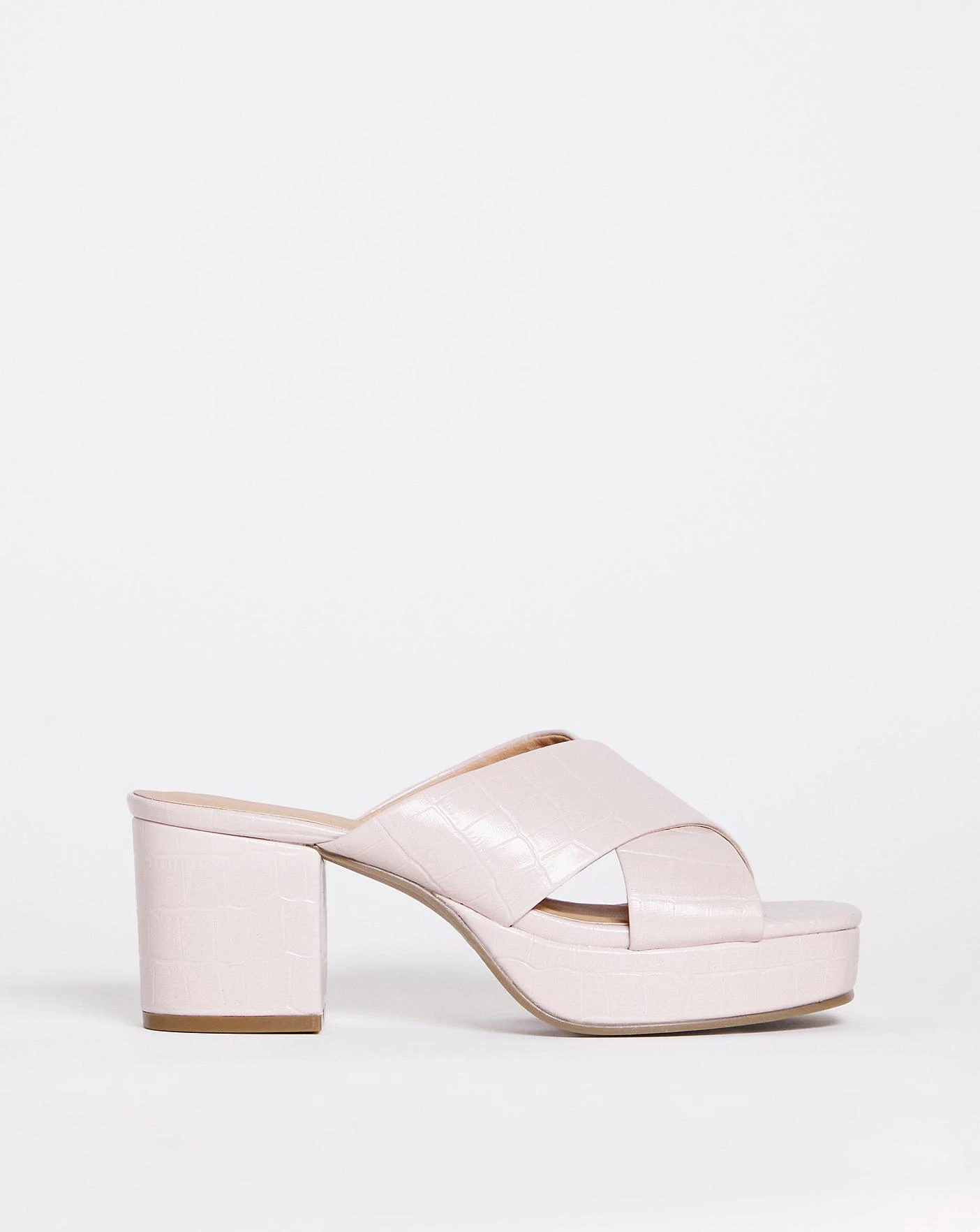 Beige Crossover Vamp Platform Mule E Fit 1 Beige Crossover Vamp Platform Mule E Fit