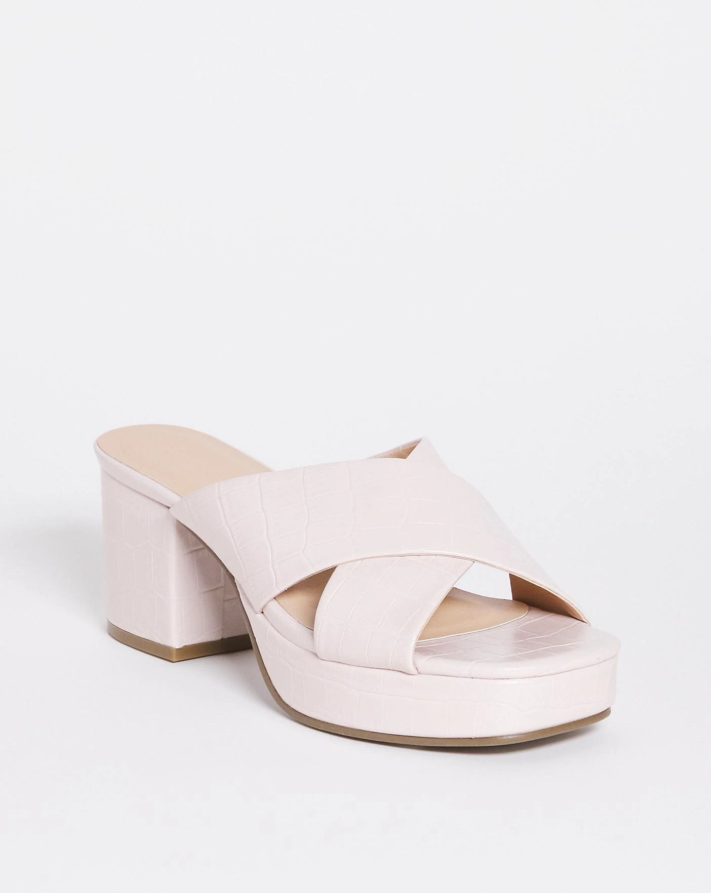 Beige Crossover Vamp Platform Mule E Fit 3 Beige Crossover Vamp Platform Mule E Fit - Image 3