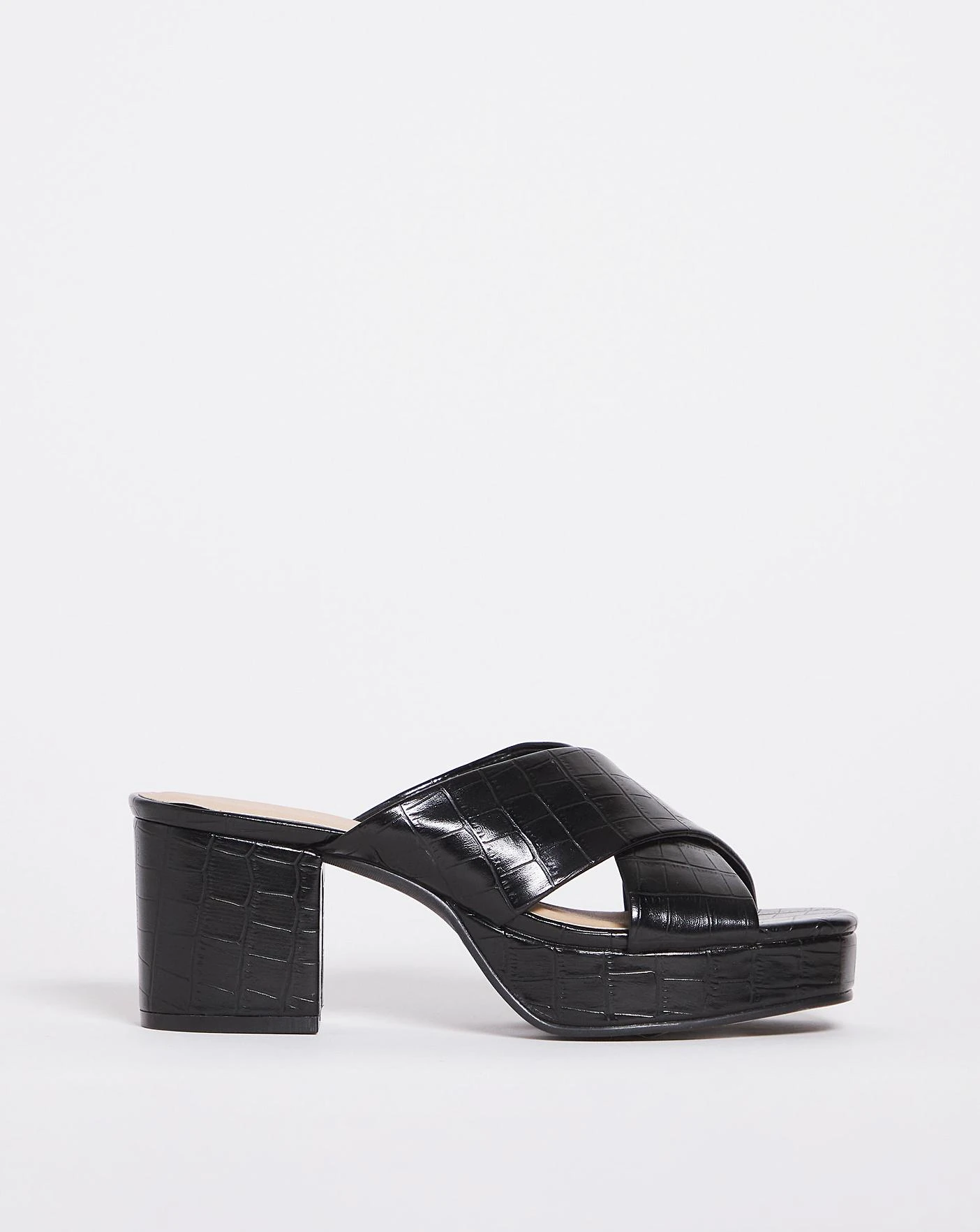 Black Crossover Vamp Platform Mule E Fit 1 Black Crossover Vamp Platform Mule E Fit