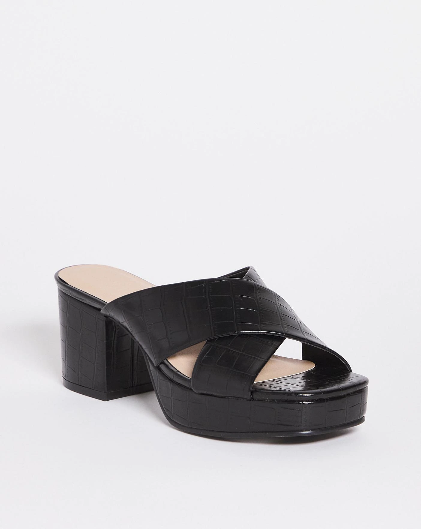 Black Crossover Vamp Platform Mule E Fit 2 Black Crossover Vamp Platform Mule E Fit - Image 2