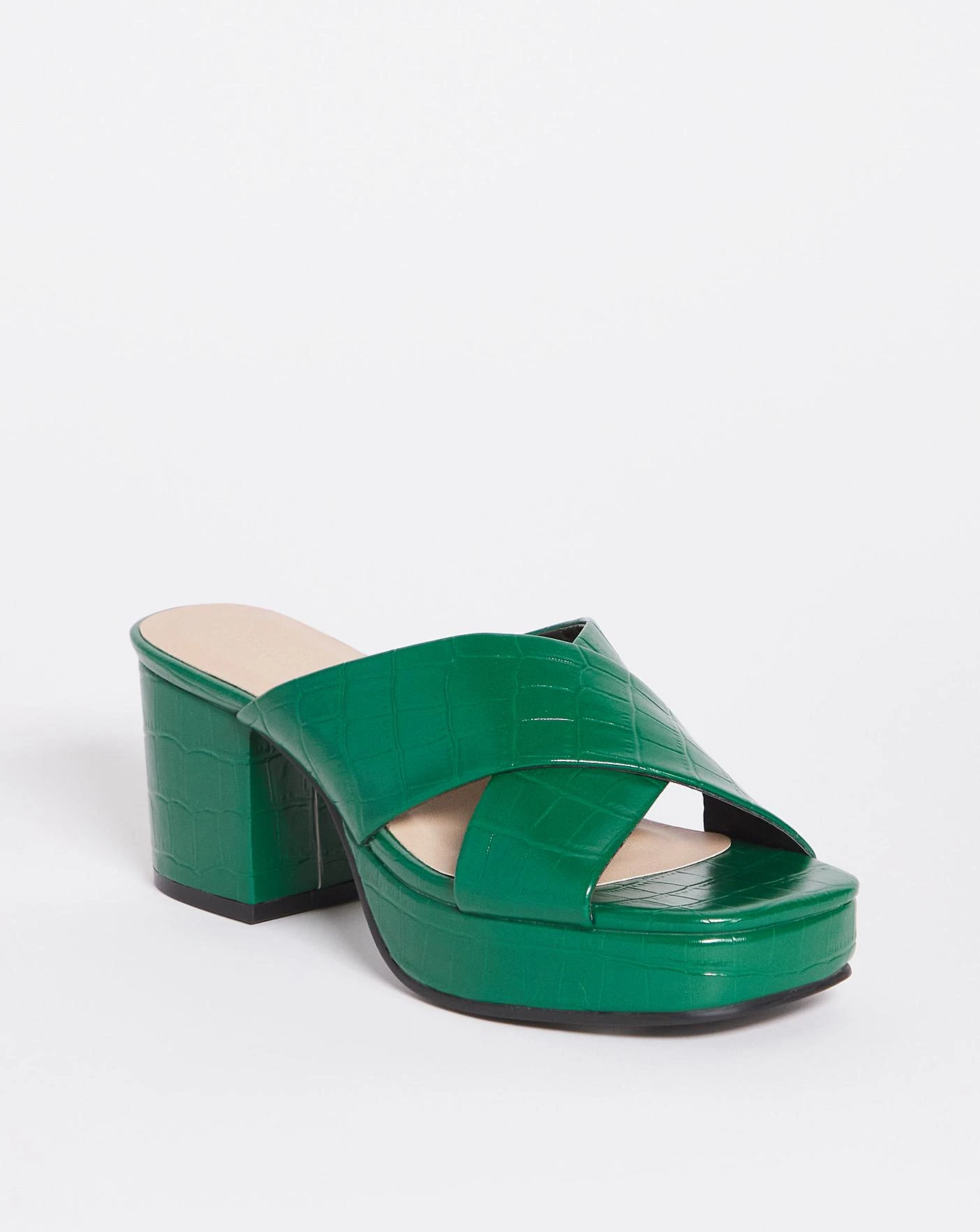 Green Crossover Vamp Platform Mule E Fit 2 Green Crossover Vamp Platform Mule E Fit - Image 2