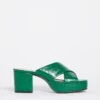Green Crossover Vamp Platform Mule E Fit