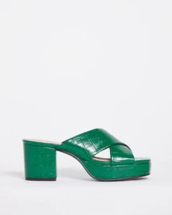 Green Crossover Vamp Platform Mule E Fit
