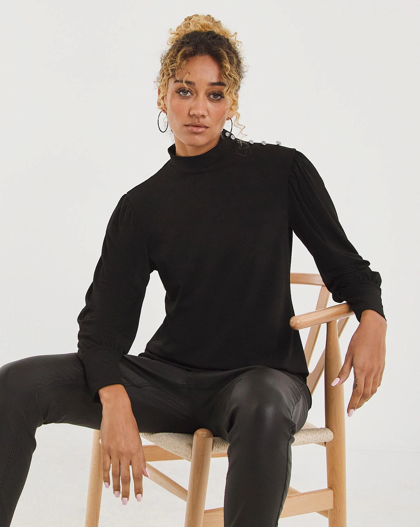 High Neck Embellished Long Sleeve Top 1 High Neck Embellished Long Sleeve Top