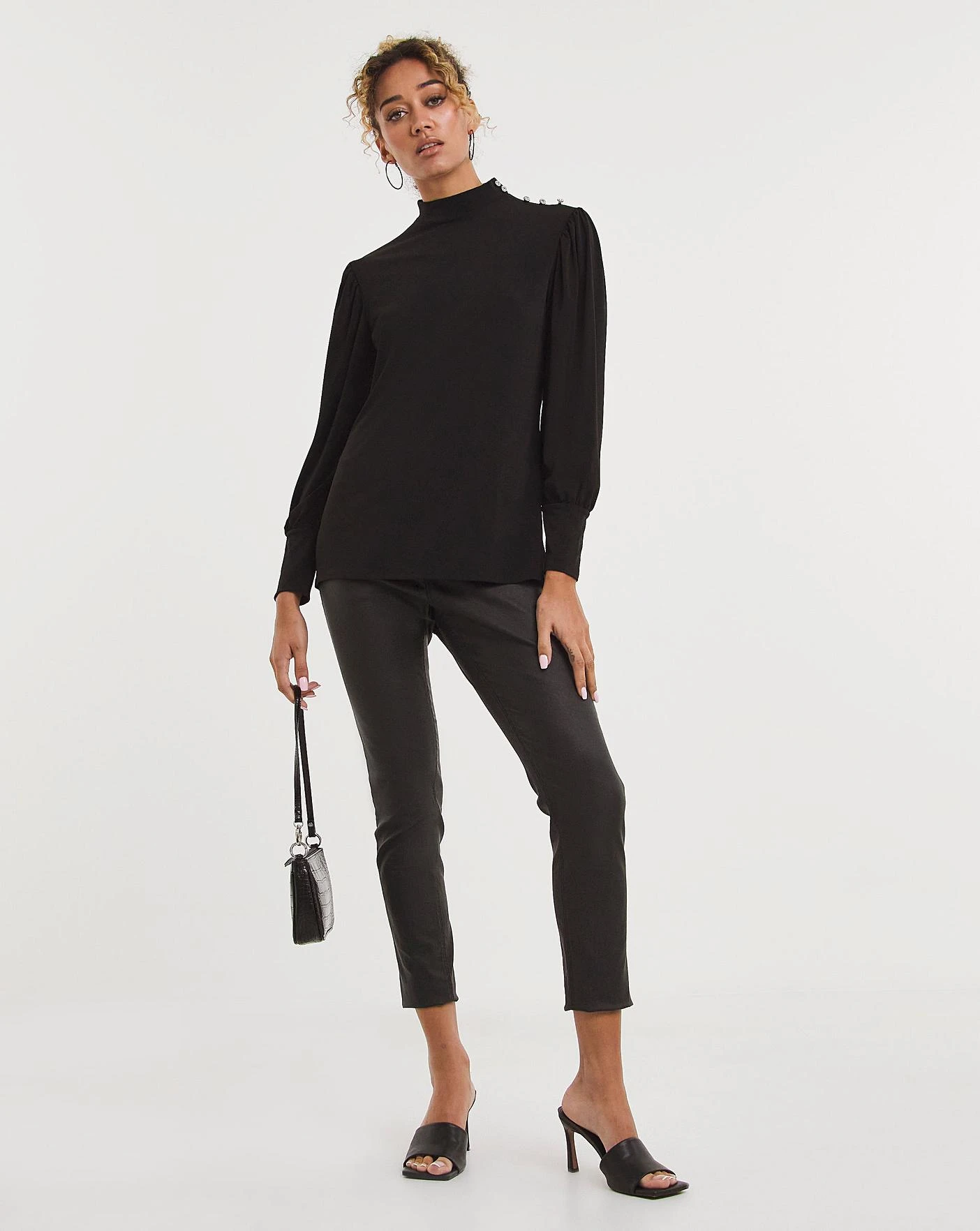 High Neck Embellished Long Sleeve Top 2 High Neck Embellished Long Sleeve Top - Image 2