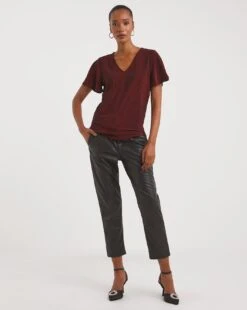 Glitter Knit V-Neck Short Sleeve Top 7 Glitter Knit V-Neck Short Sleeve Top -JD Williams Shop x01fz290761w