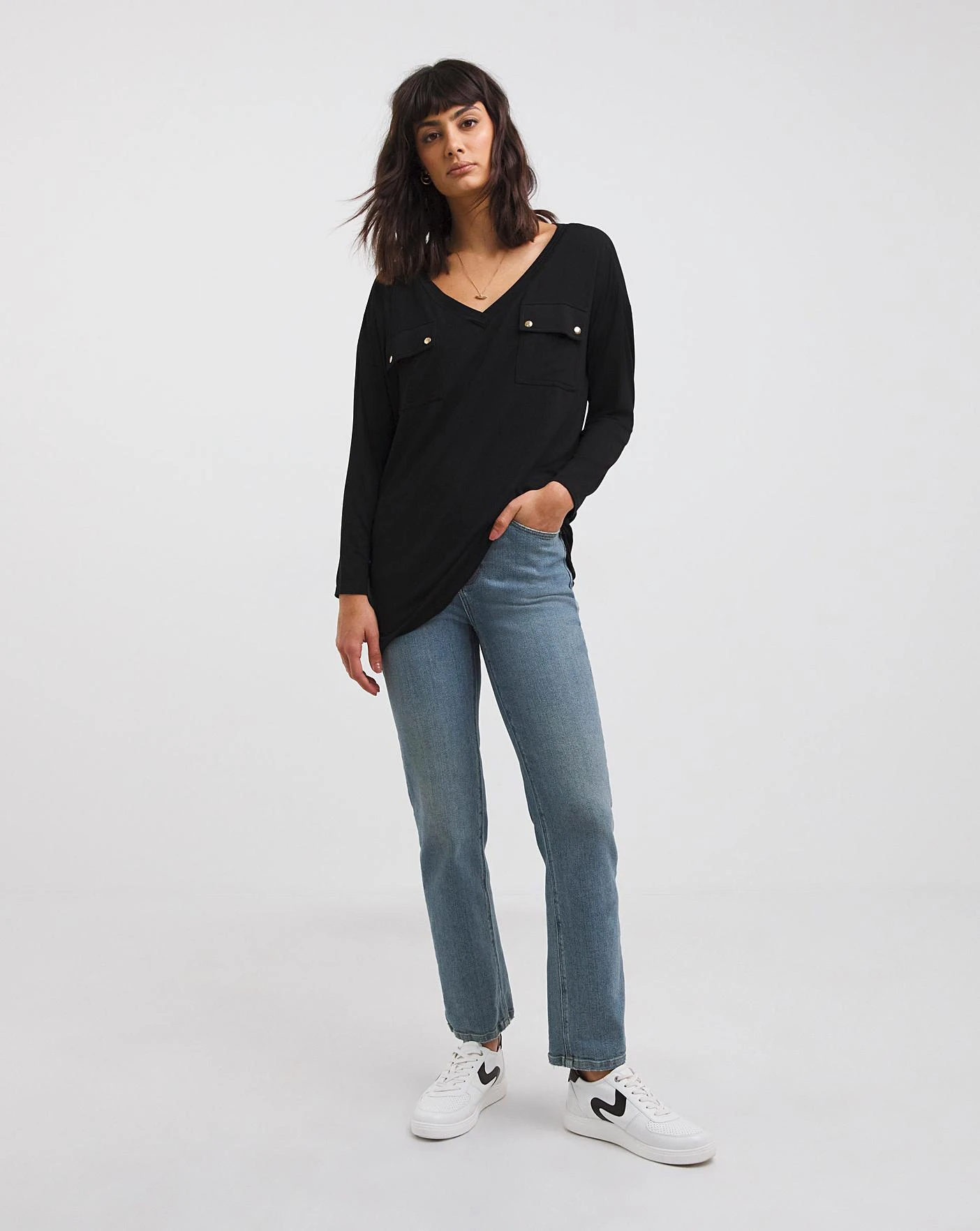 Utility Pocket Long Sleeve Black Top 1 Utility Pocket Long Sleeve Black Top