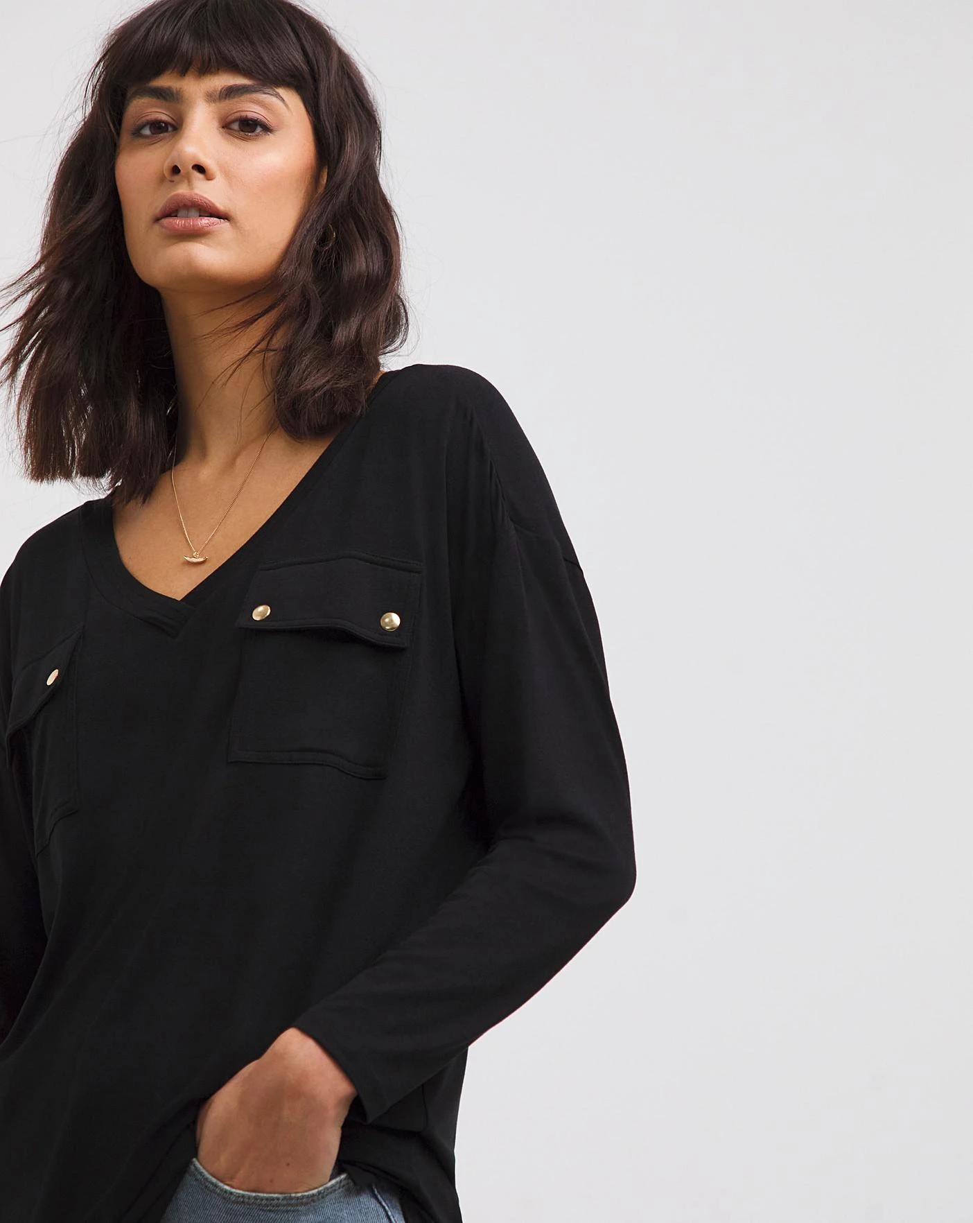 Utility Pocket Long Sleeve Black Top 2 Utility Pocket Long Sleeve Black Top - Image 2