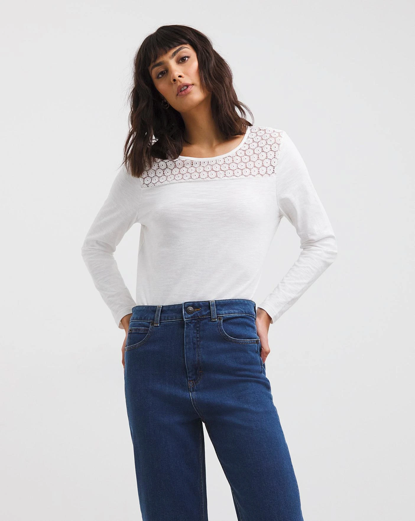 Ivory Crochet Back Long Sleeve Top 1 Ivory Crochet Back Long Sleeve Top