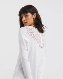Ivory Crochet Back Long Sleeve Top 6 Ivory Crochet Back Long Sleeve Top -JD Williams Shop x01fz536727w