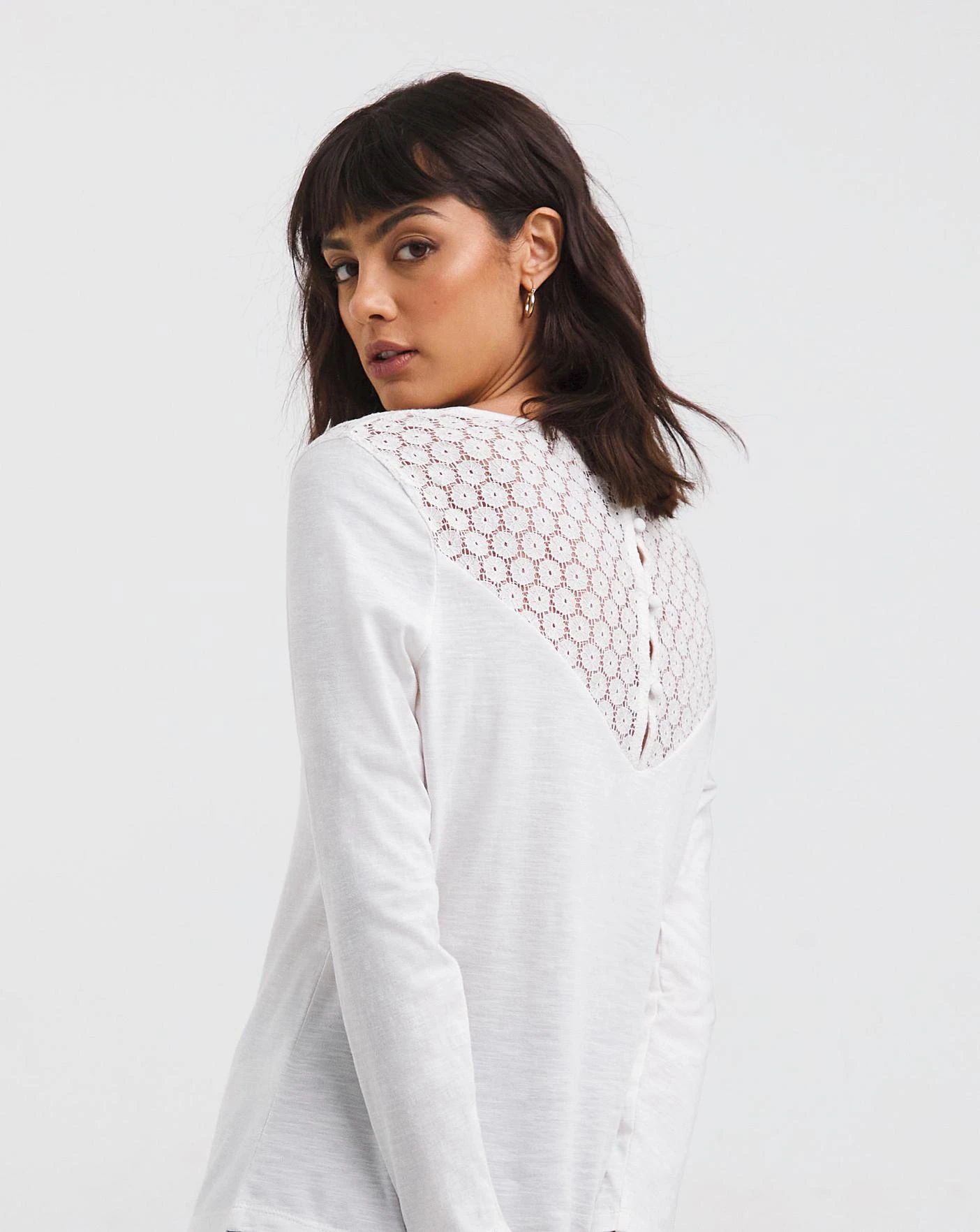 Ivory Crochet Back Long Sleeve Top 3 Ivory Crochet Back Long Sleeve Top - Image 3
